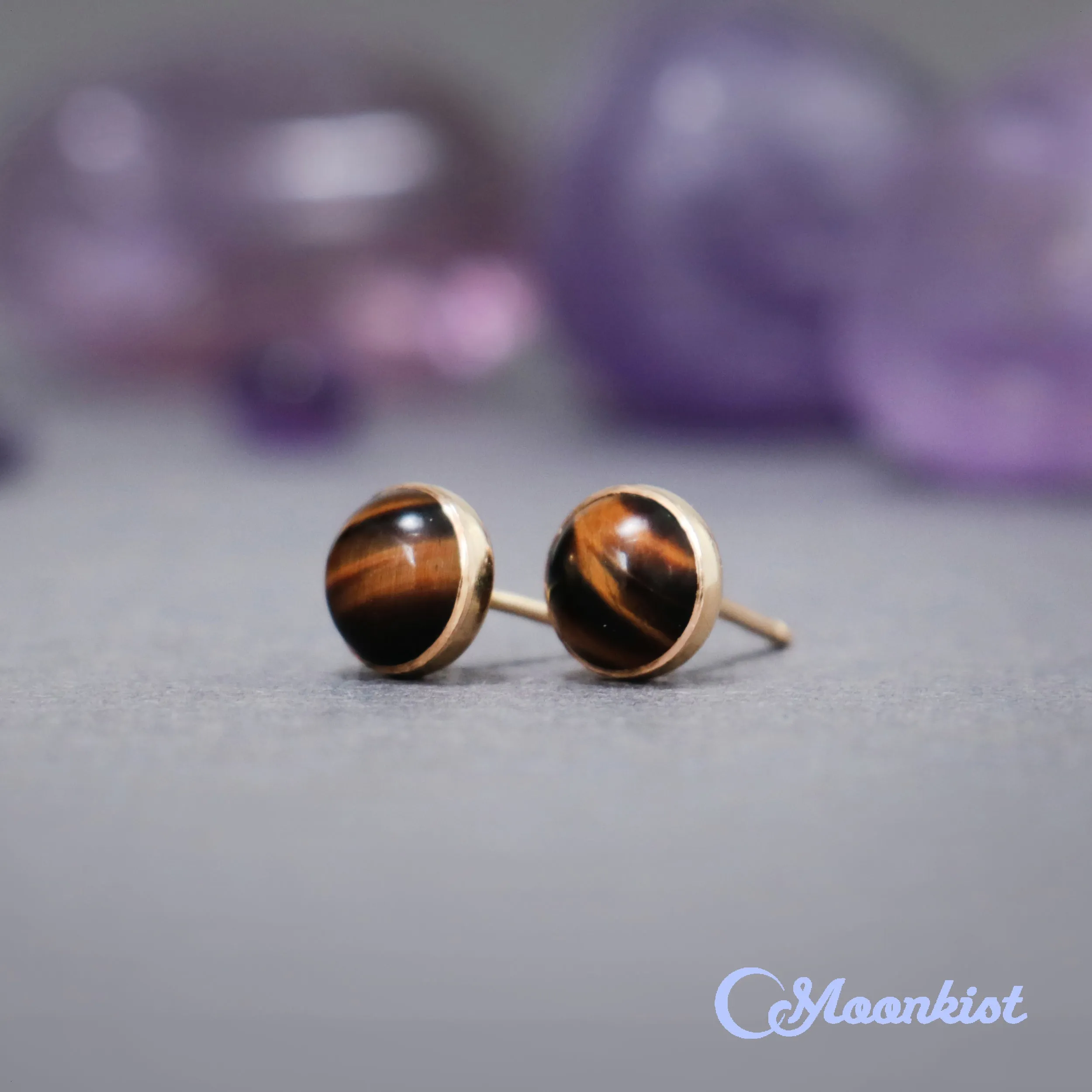 Gold Filled Tiger Eye Stud Earrings  | Moonkist Designs