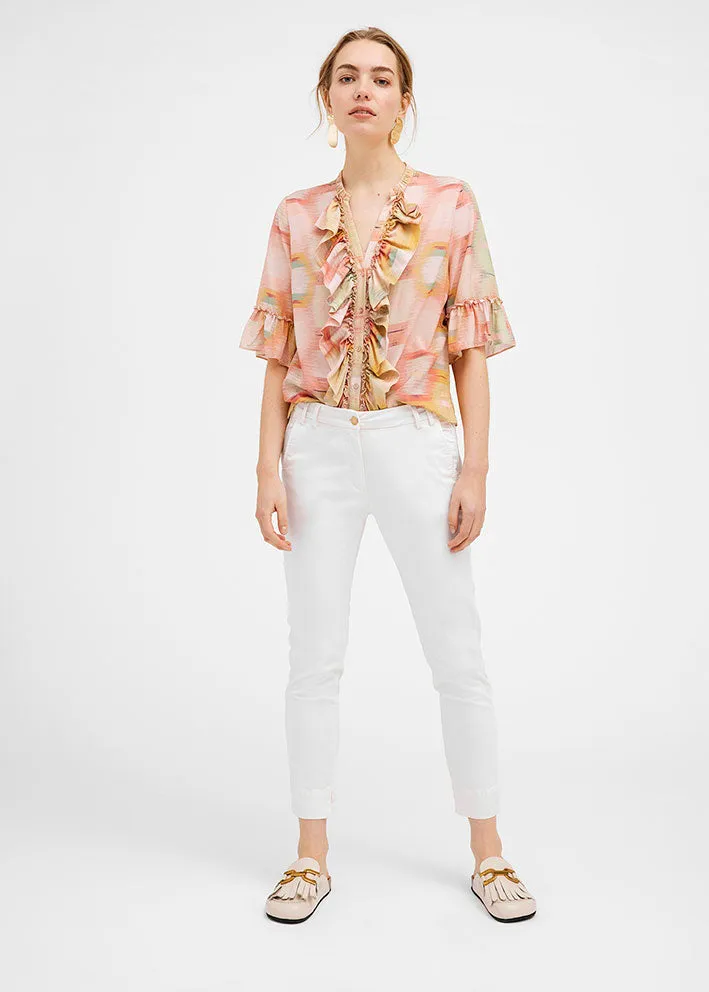 Gustav Biba frills shirt 49606 Skjorte - Hexagon Light Pink Print