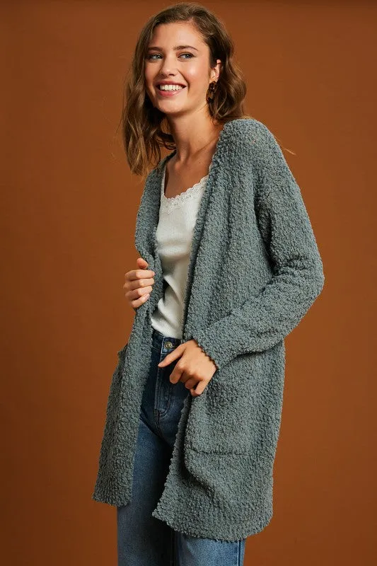 Hailey Popcorn Cardi in Deep Sage