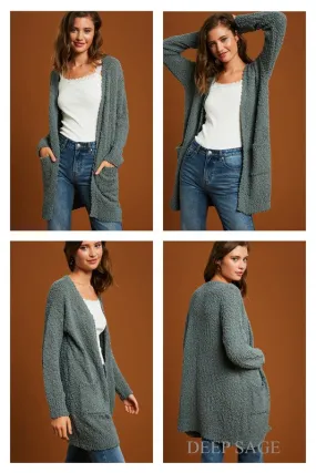 Hailey Popcorn Cardi in Deep Sage