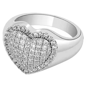 Iced Heart Ring in White Gold