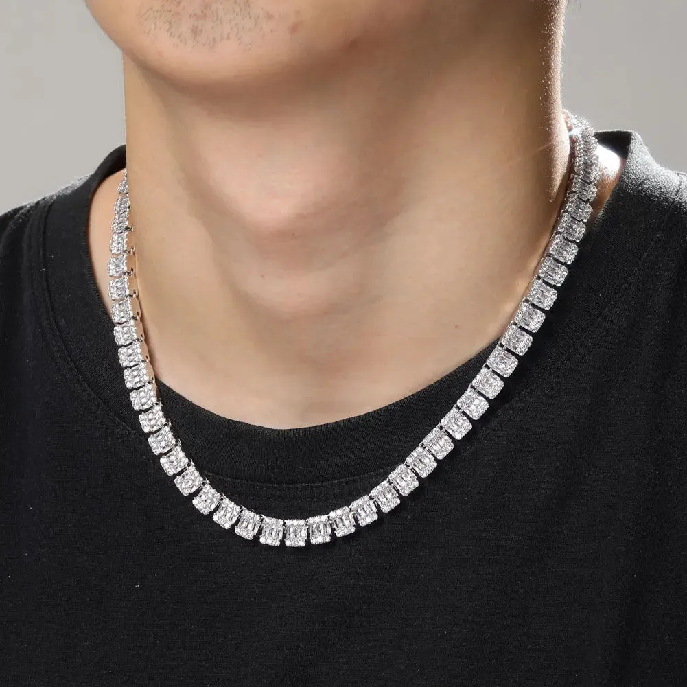 Invisible Baguette Tennis Chain in White Gold