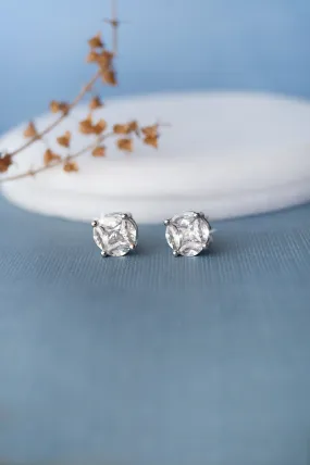 Invisibly Glam Solitaire Sterling Silver Stud Earrings