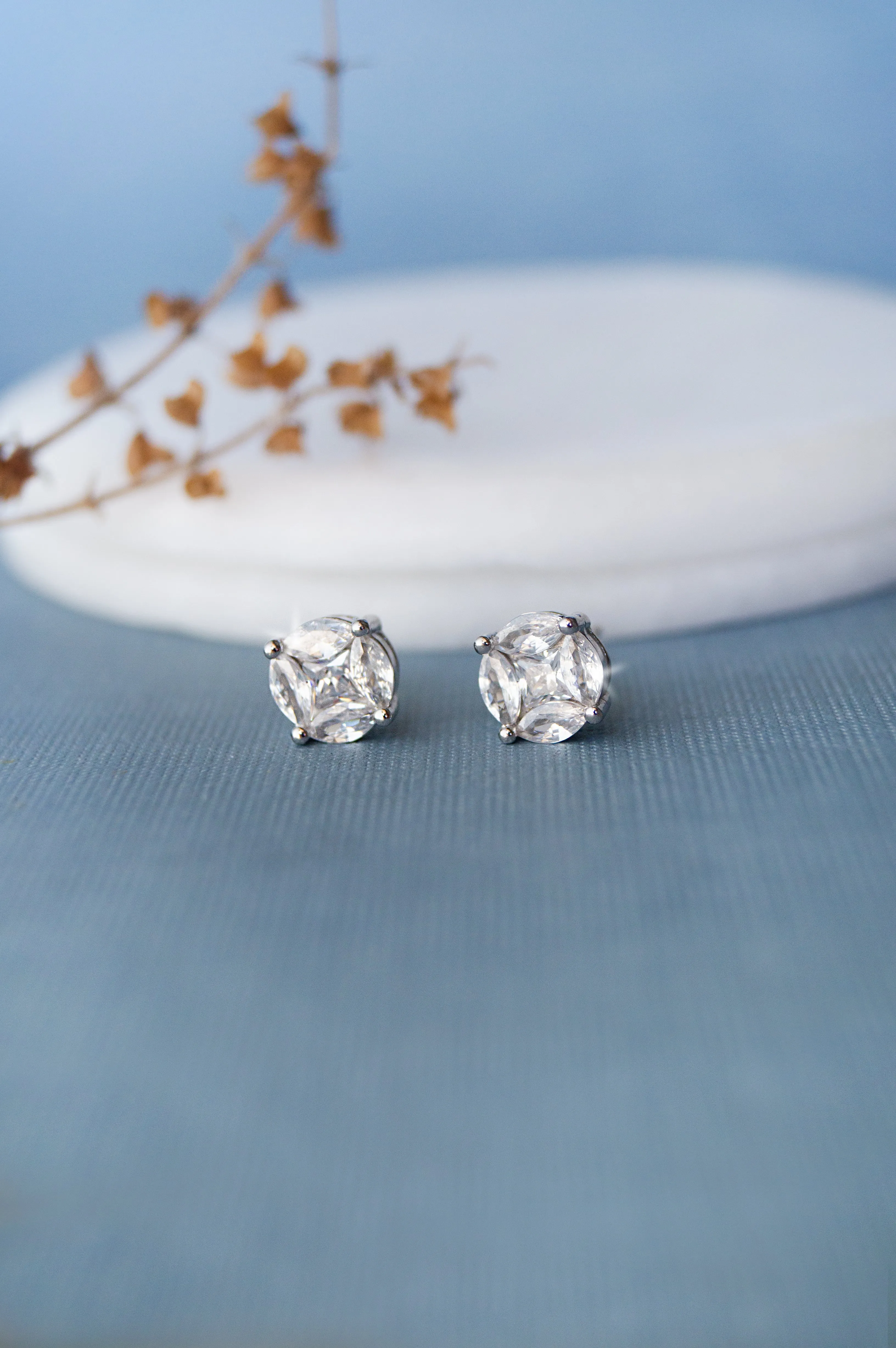 Invisibly Glam Solitaire Sterling Silver Stud Earrings