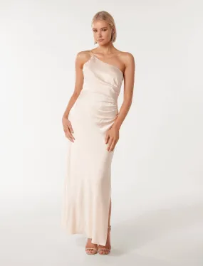 Kelly One Shoulder Satin Maxi Dress