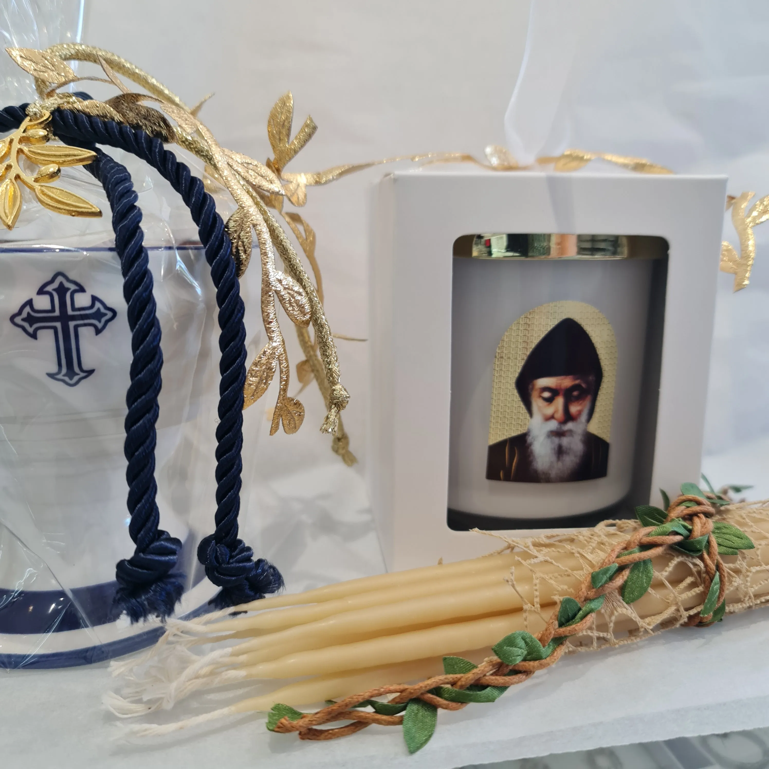 Livani soy wax candle Saint Charbel Icon