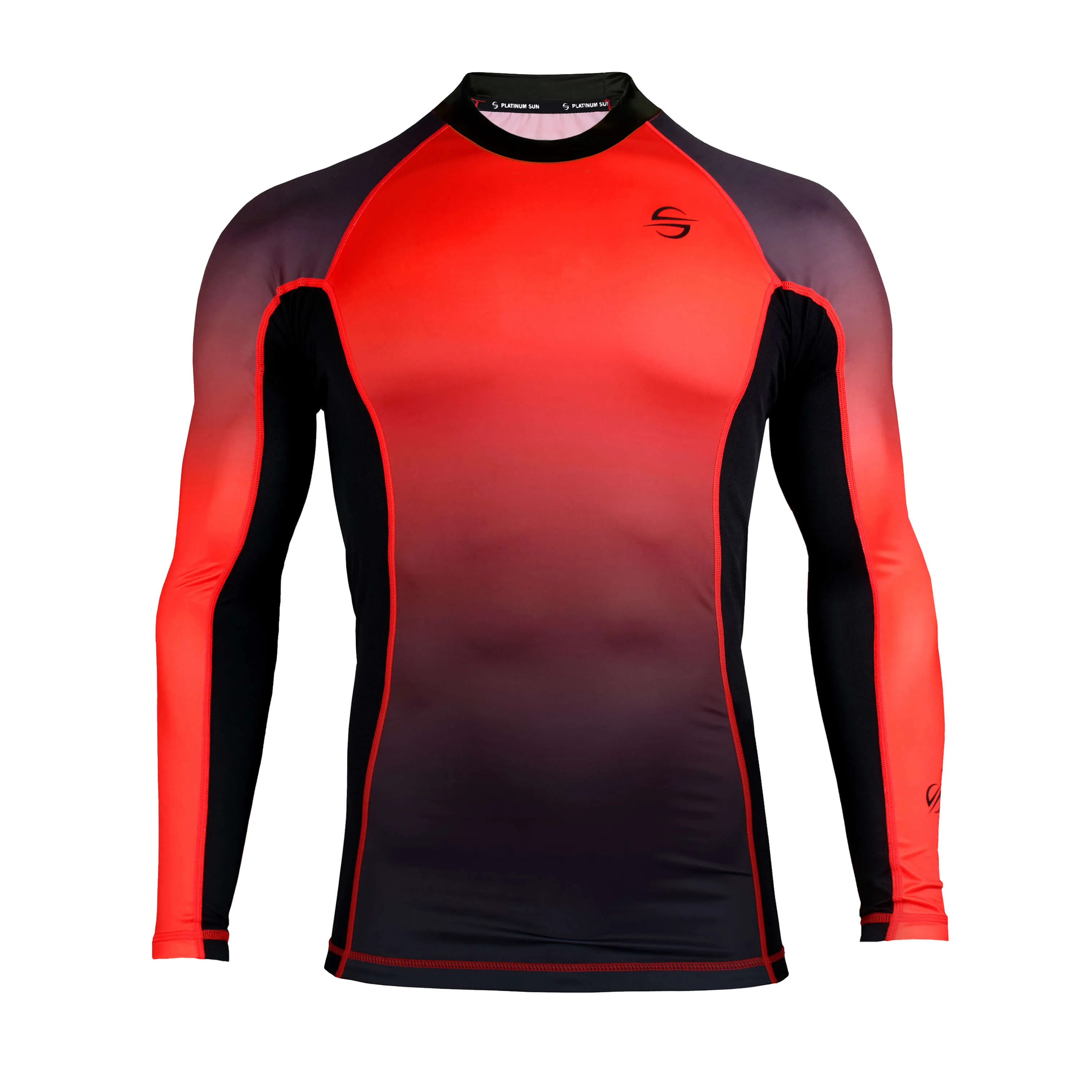 Long Sleeve Rash Guard for Men UPF 50  | Gradient - Red