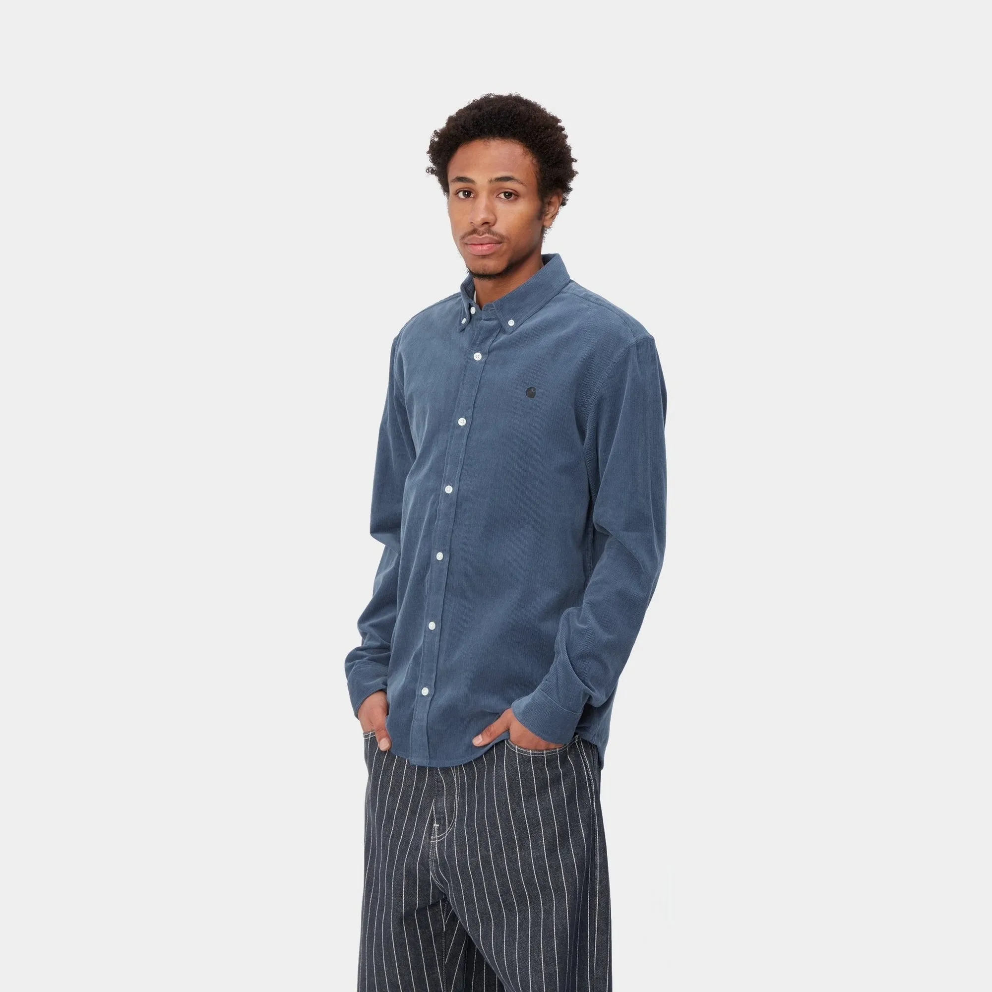 Madison Fine Cord Shirt | Hudson Blue / Black