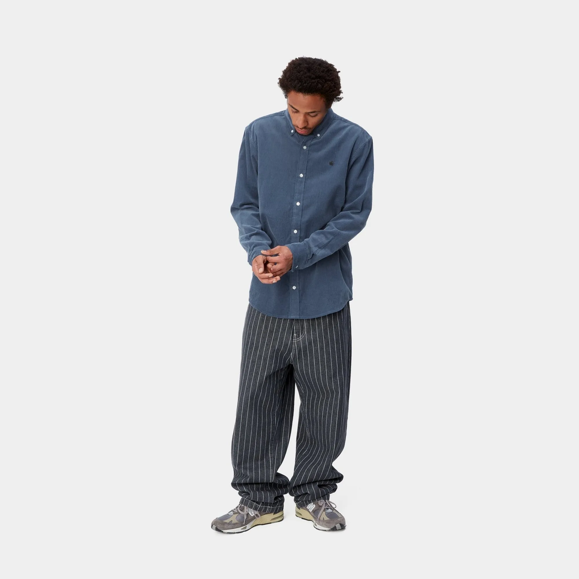 Madison Fine Cord Shirt | Hudson Blue / Black