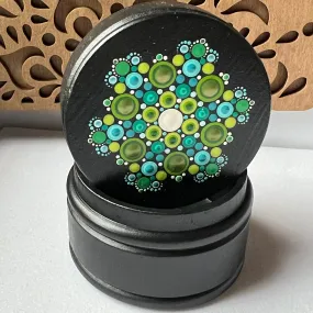 Mandala painted large circle box, Upcountry (215g)