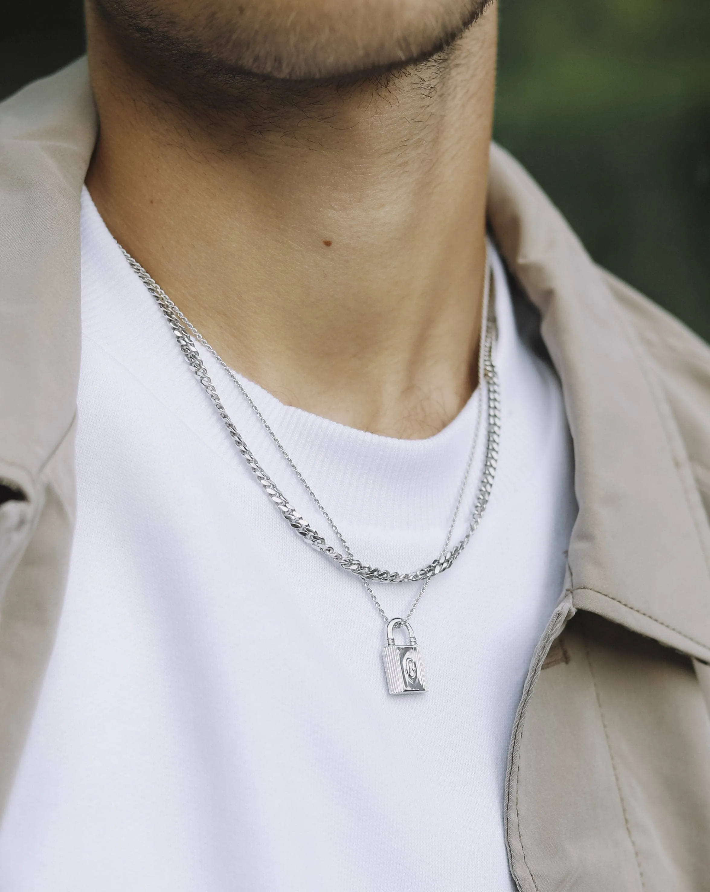 Mens Round Curb Chain Necklace