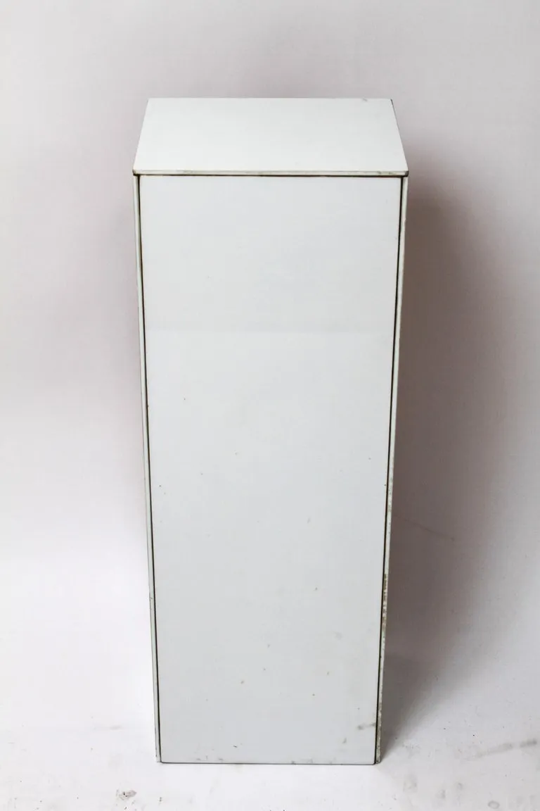 Midcentury Modern Opaque White Glass Paneled Pedestal