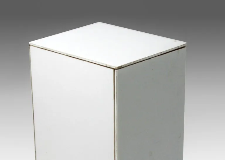 Midcentury Modern Opaque White Glass Paneled Pedestal