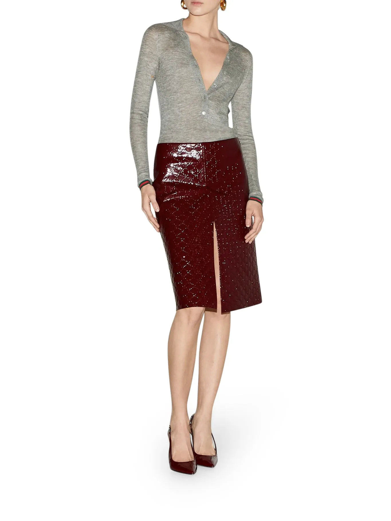 MIDI SKIRT WITH EMBOSSED GG MOTIF