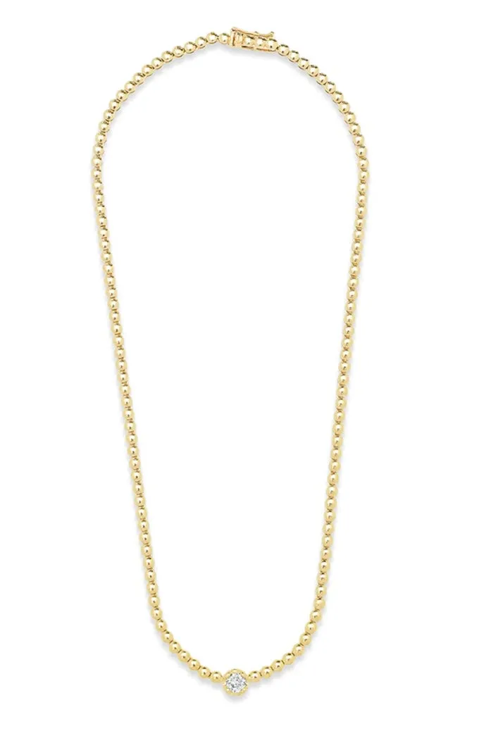 MINI BEZEL TENNIS NECKLACE WITH ILLUSION-SET DIAMOND ACCENT