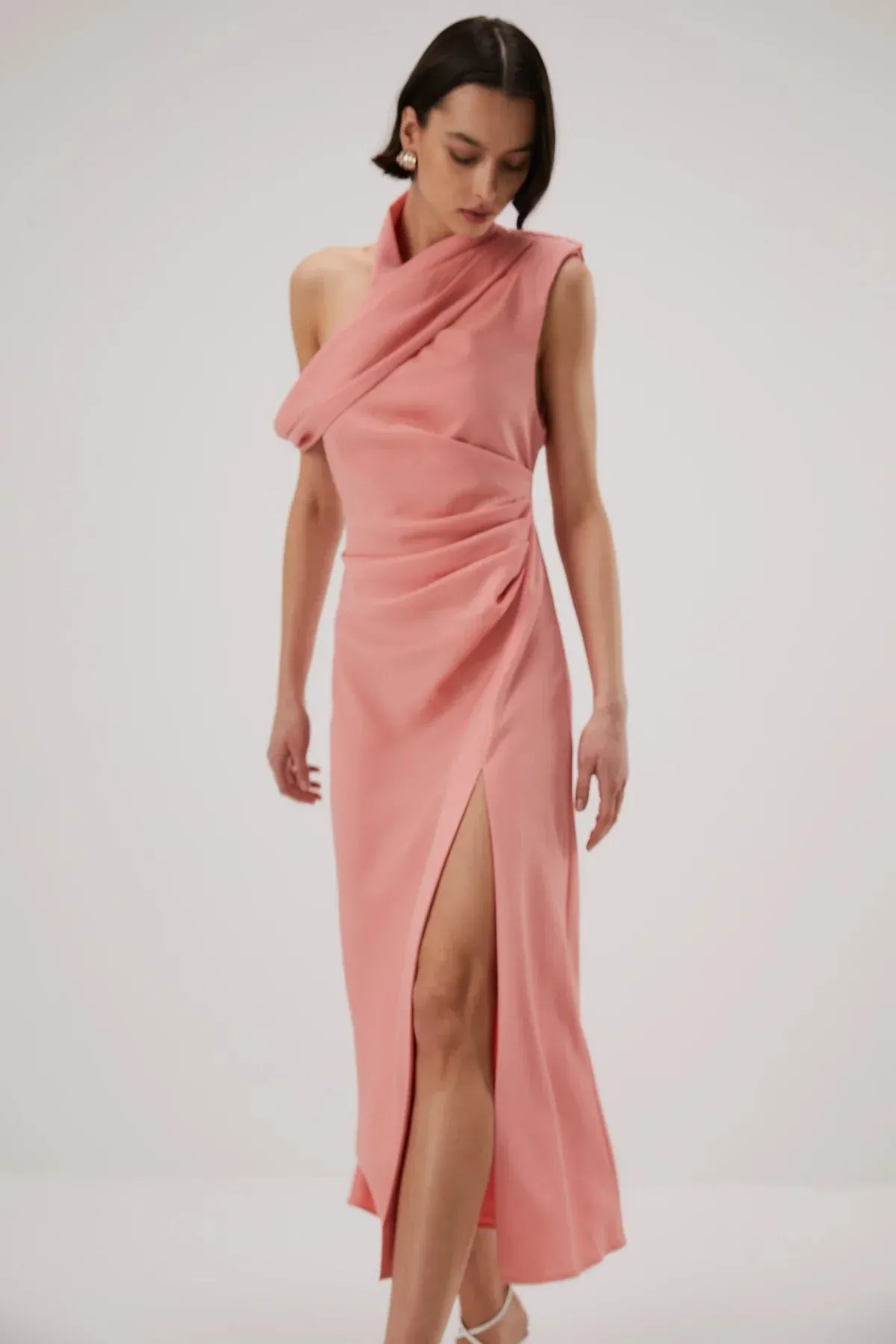 Misha Amiya Satin Midi Dress - Quartz Pink