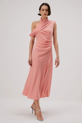 Misha Amiya Satin Midi Dress - Quartz Pink