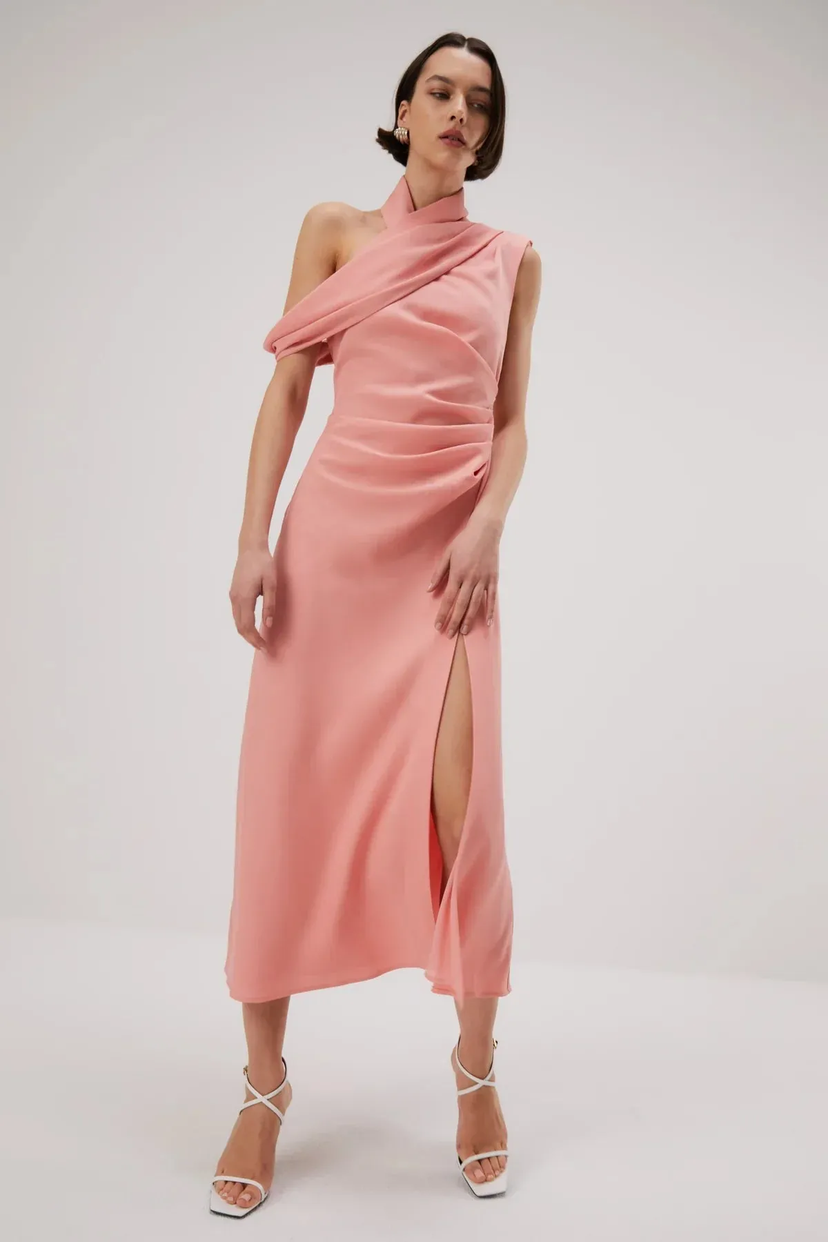 Misha Amiya Satin Midi Dress - Quartz Pink