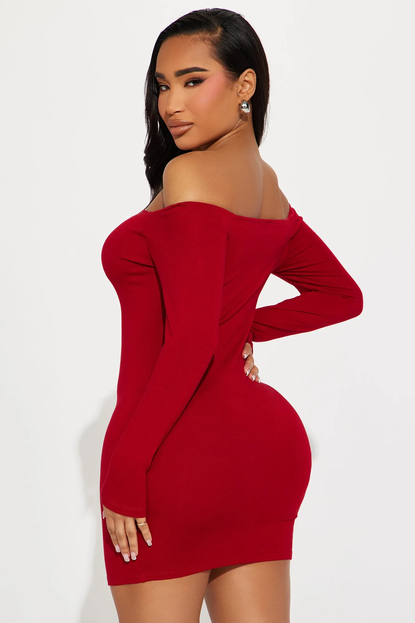 My Go To Off Shoulder Mini Dress - Red