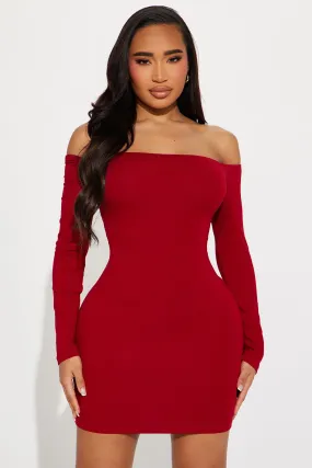 My Go To Off Shoulder Mini Dress - Red