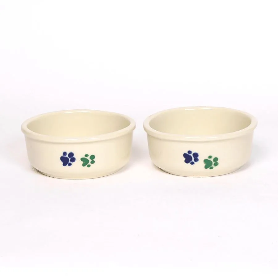 NEW! ROUND PRINTS SMALL COOL PET DISH SET by Emerson Creek Pottery Made in USA Set, Small Pet2734