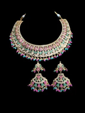 NS316 ruby emerald  jadau necklace set ( READY TO SHIP)