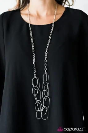 Paparazzi Accessories - Retrograde #N429 Peg - Silver Necklace