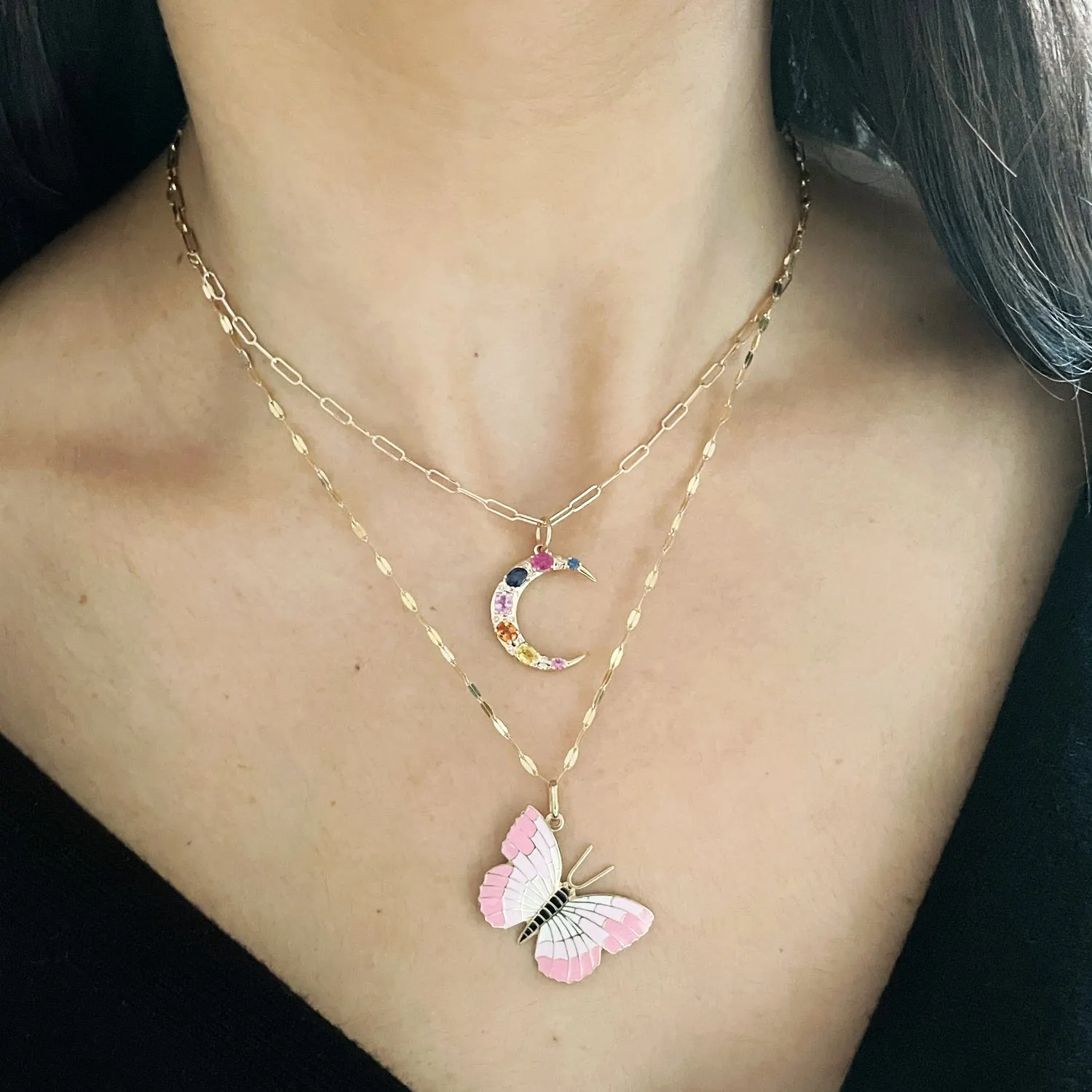 Pink Enamel Butterfly Charm