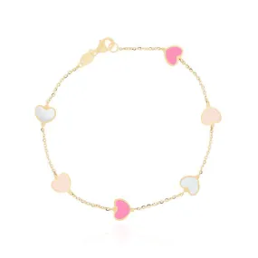 Pink Mixed Heart Station Bracelet