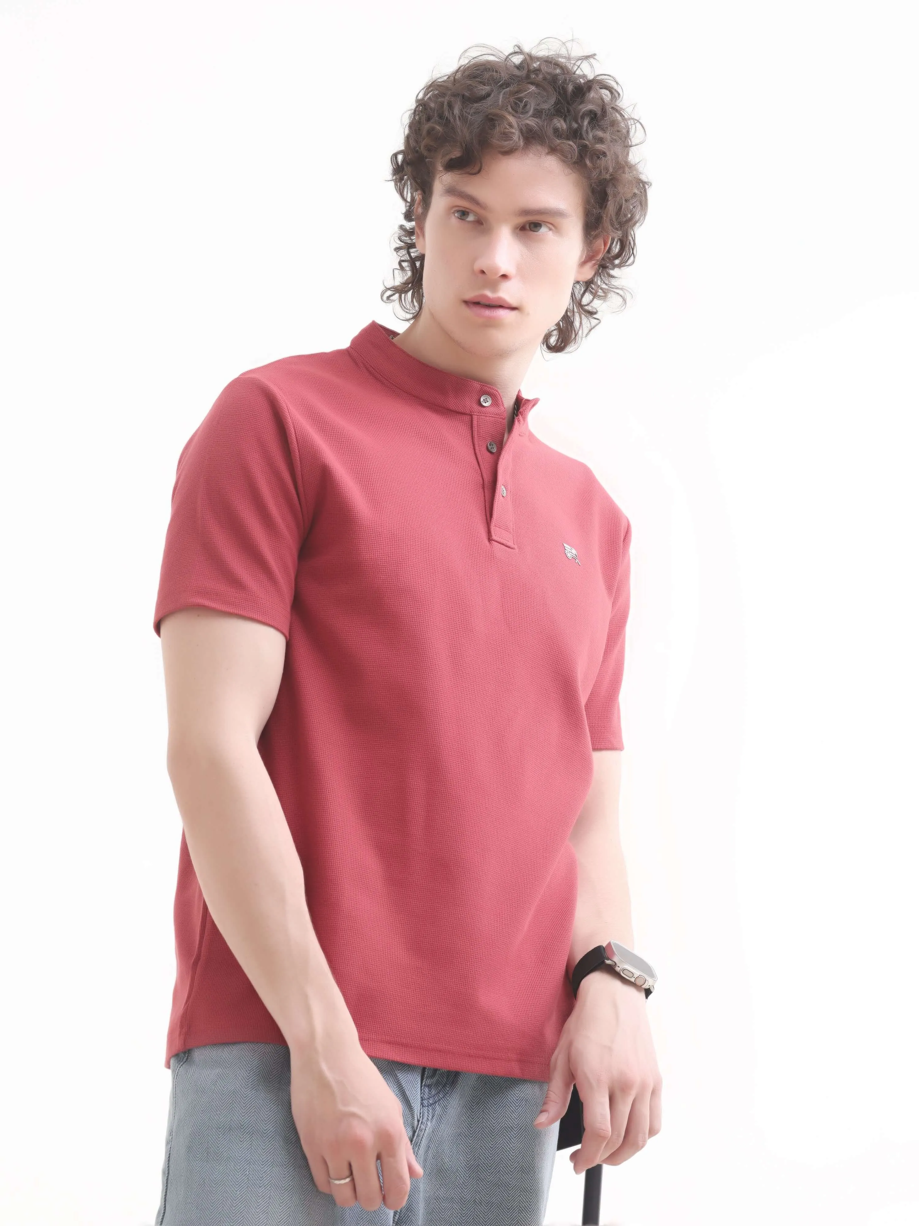 Pinnacle red henley tshirt