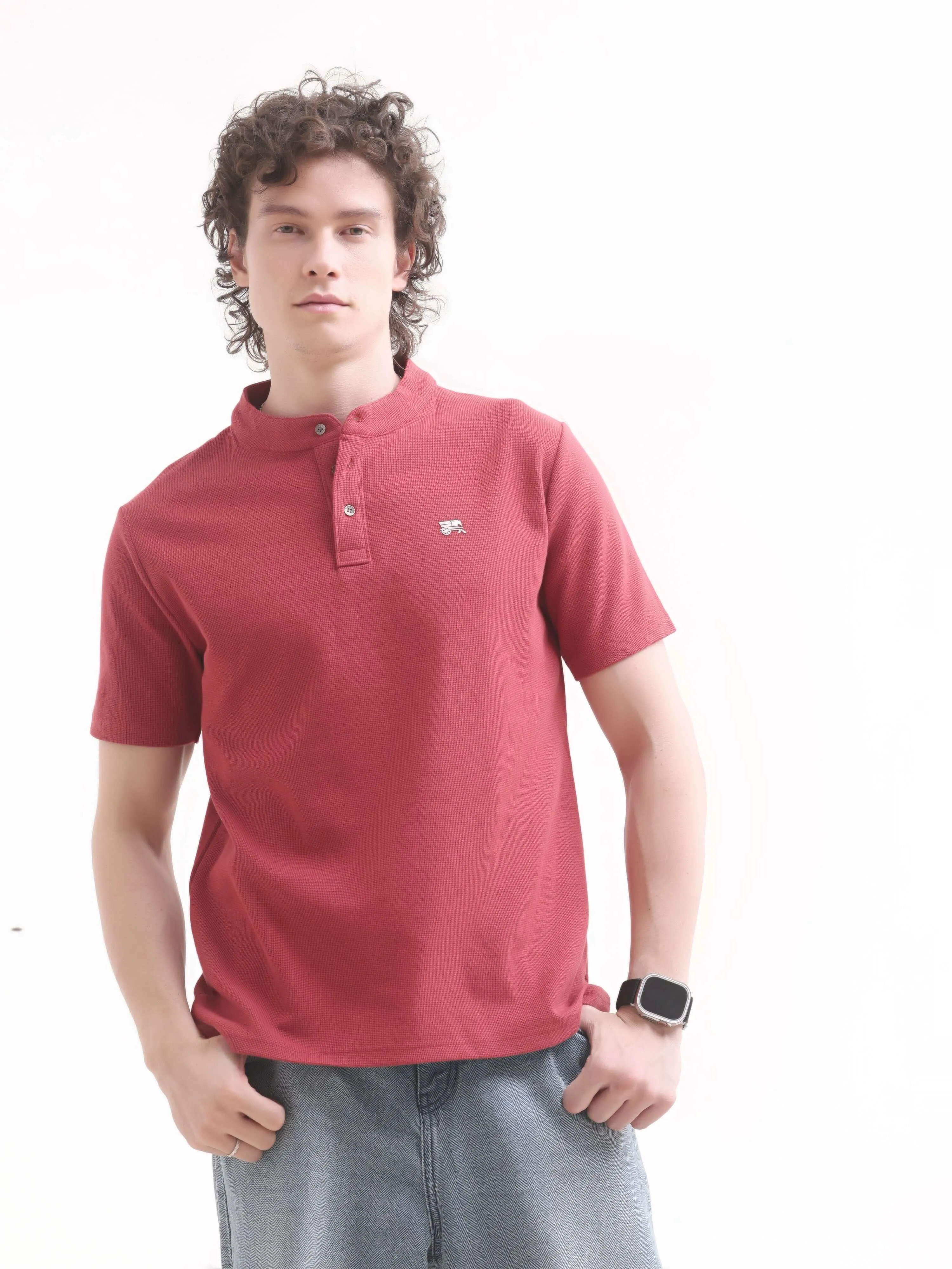 Pinnacle red henley tshirt