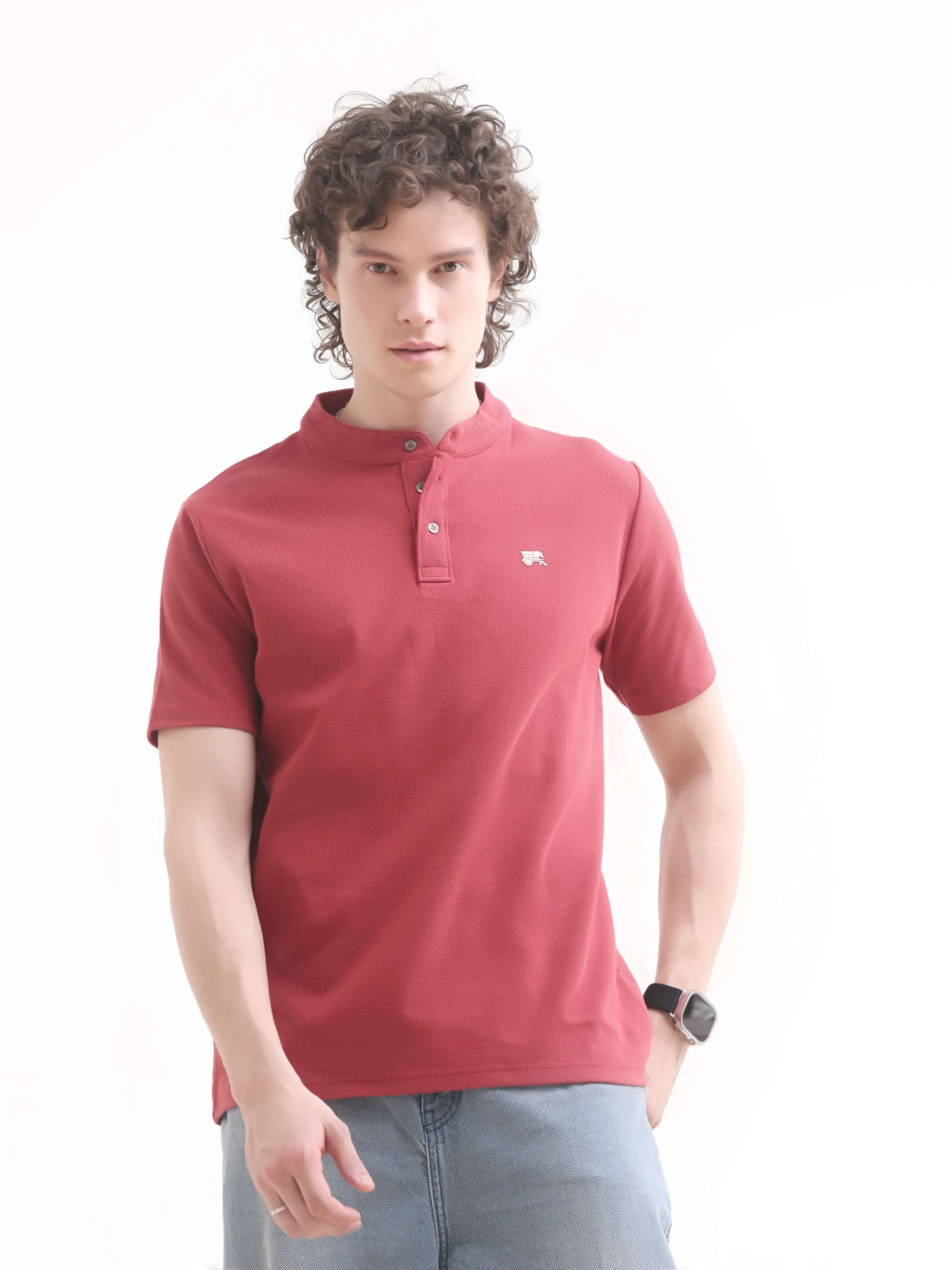 Pinnacle red henley tshirt