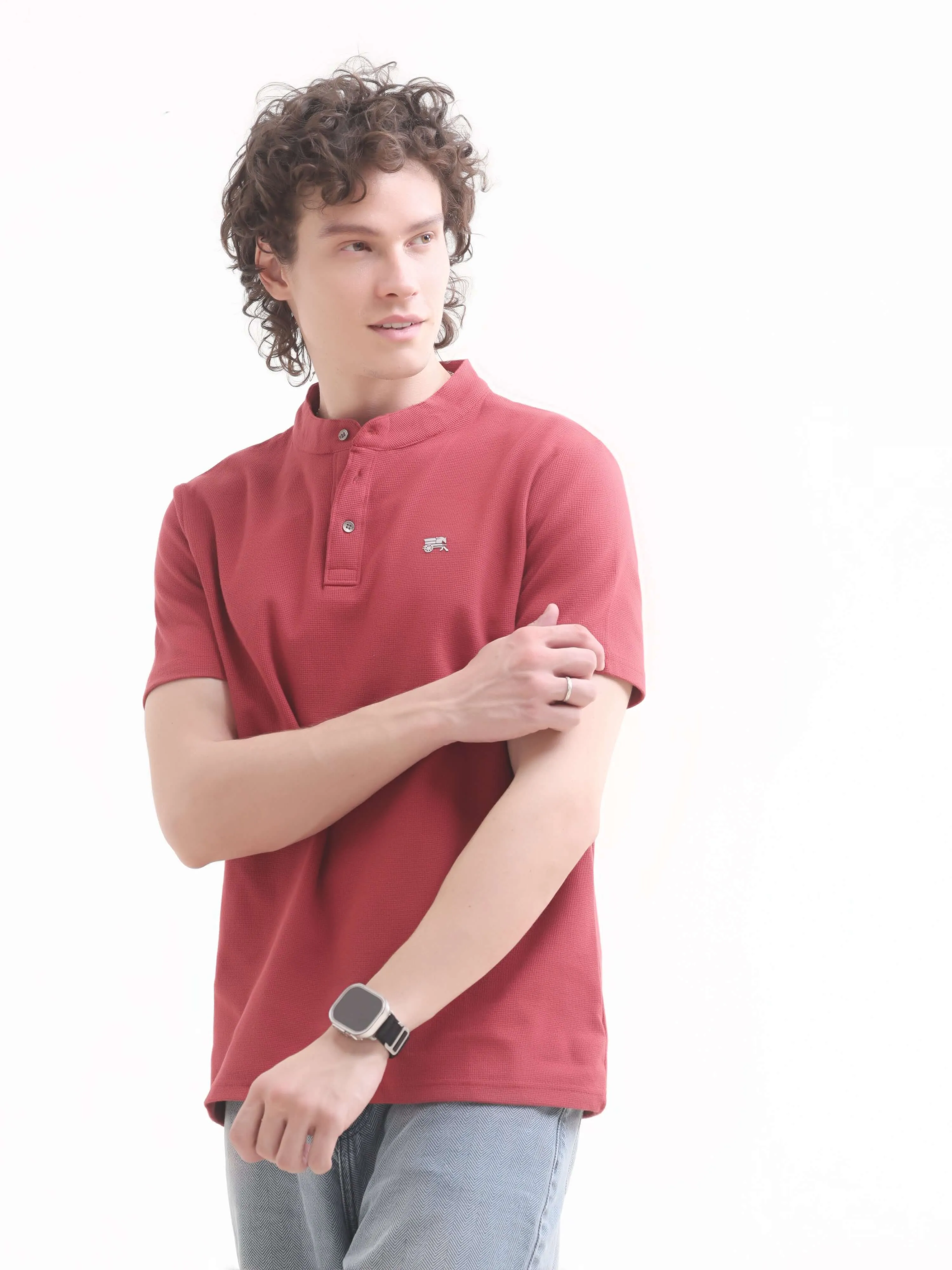 Pinnacle red henley tshirt