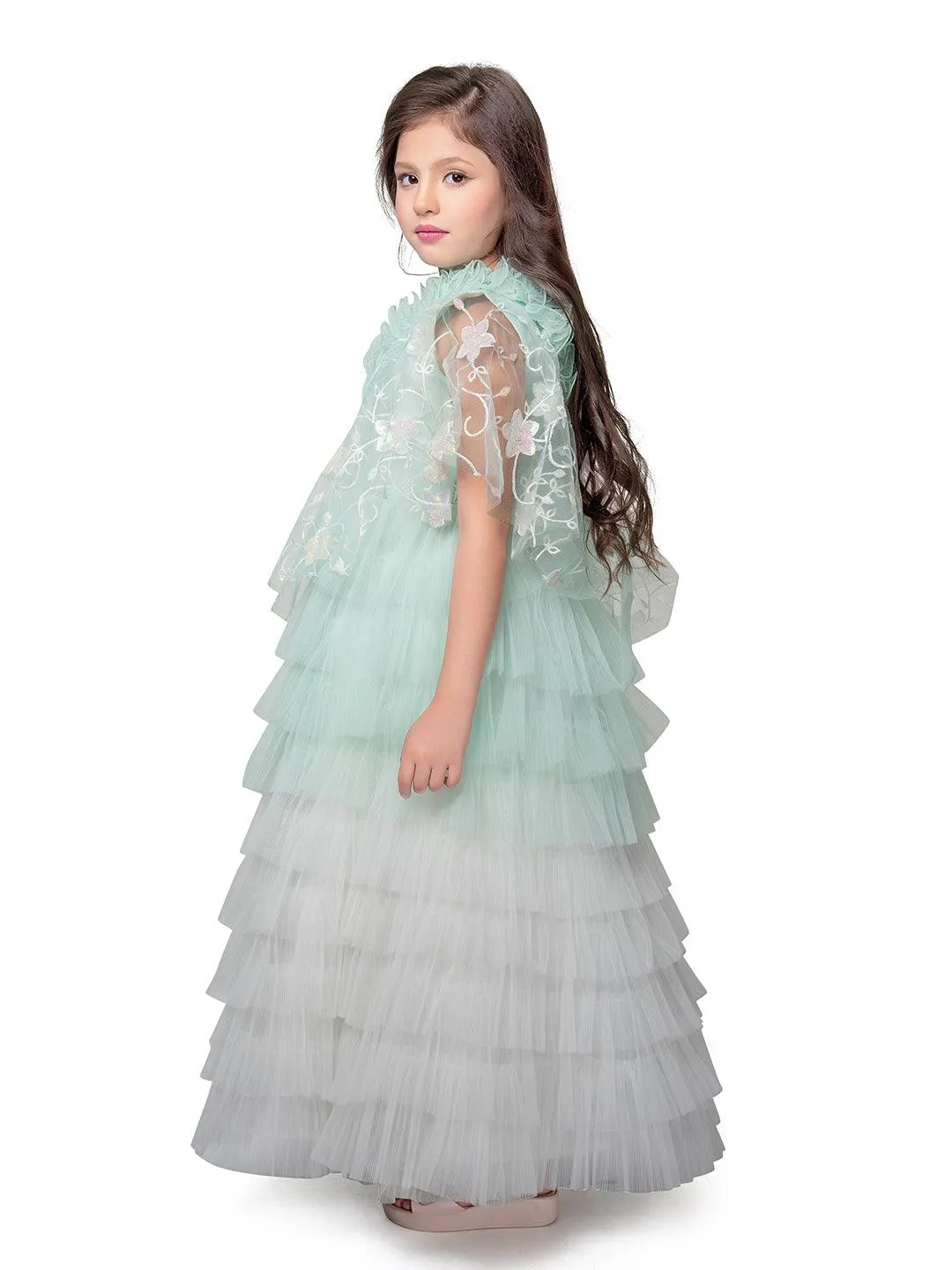 Pista Coloured Trendy Separate Poncho Style Gown For Girls