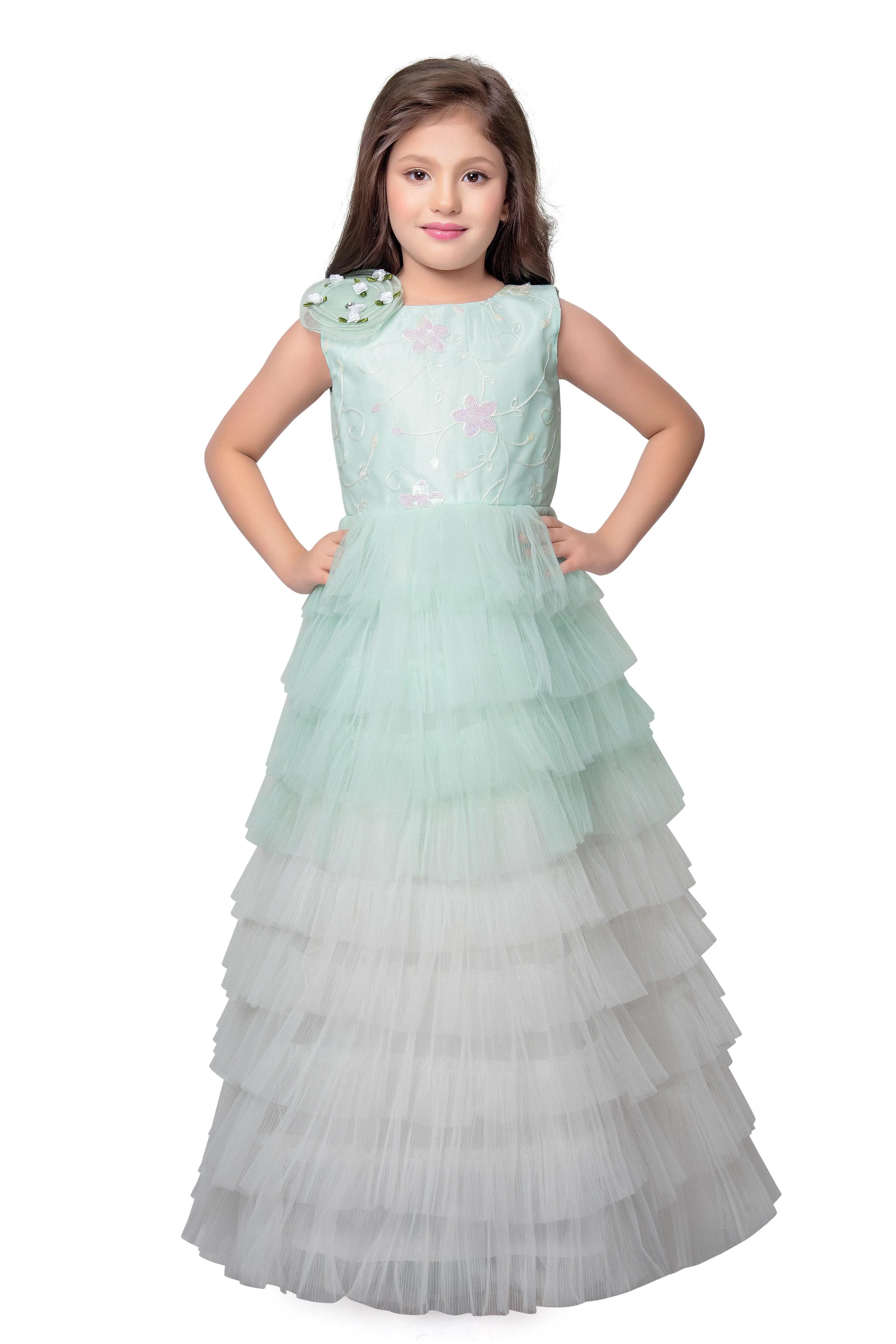 Pista Coloured Trendy Separate Poncho Style Gown For Girls