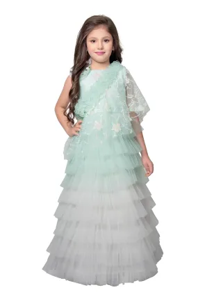 Pista Coloured Trendy Separate Poncho Style Gown For Girls