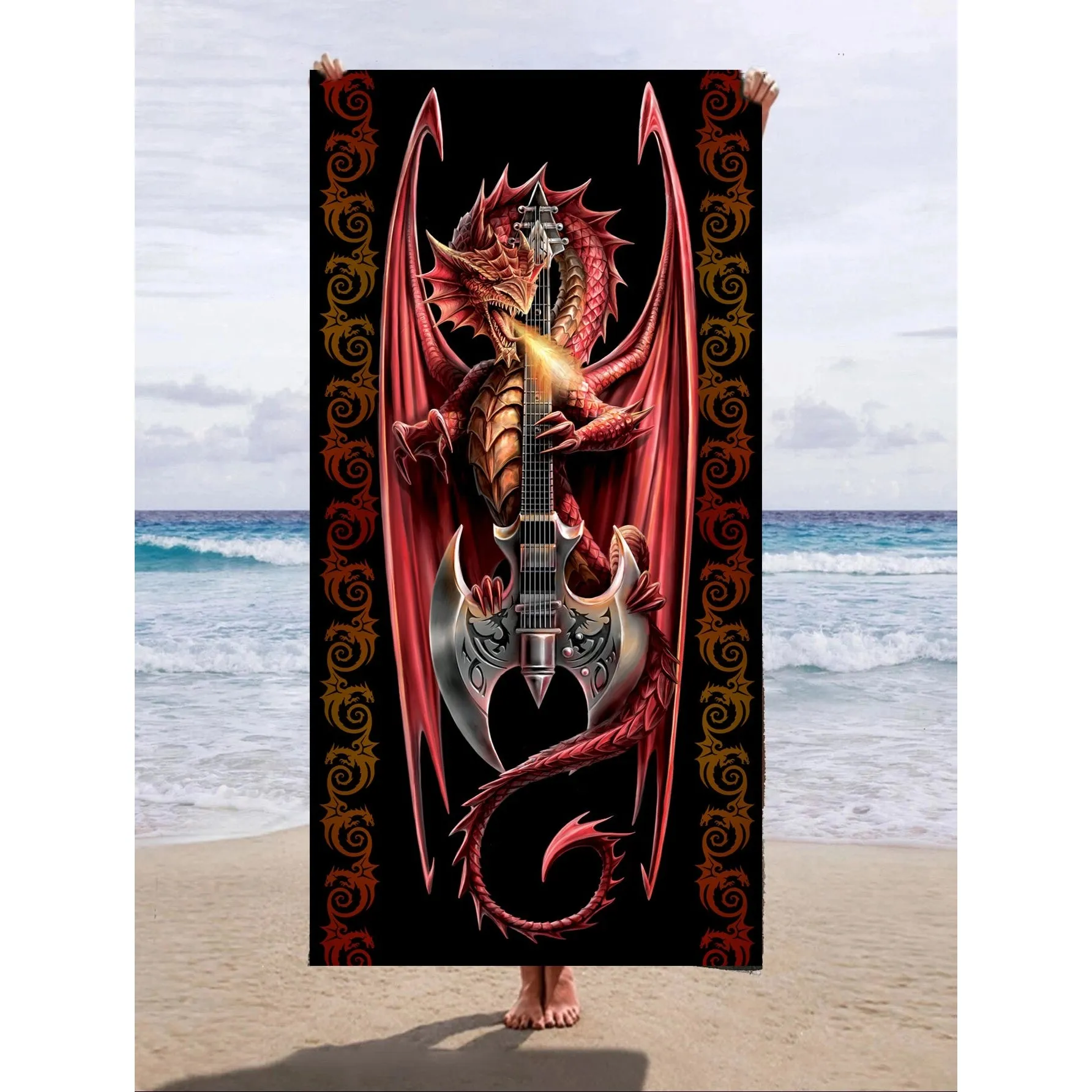 Power Chord - Beach Towel - Anne Stokes Art