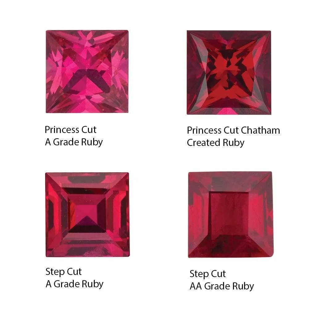 Princess Cut Ruby Modified Tension Solitaire Engagement Ring