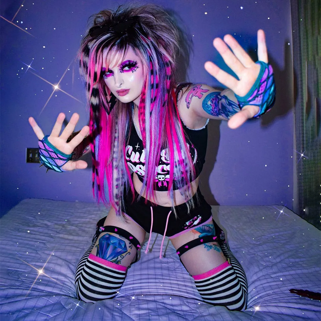 Punk Stripes Thigh High Garter Socks