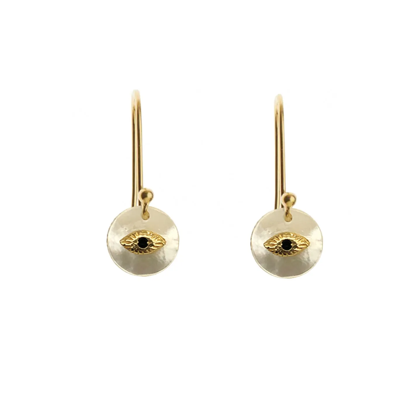 Pyramid Eye Earrings, Mother of Pearl/Gold (pair)