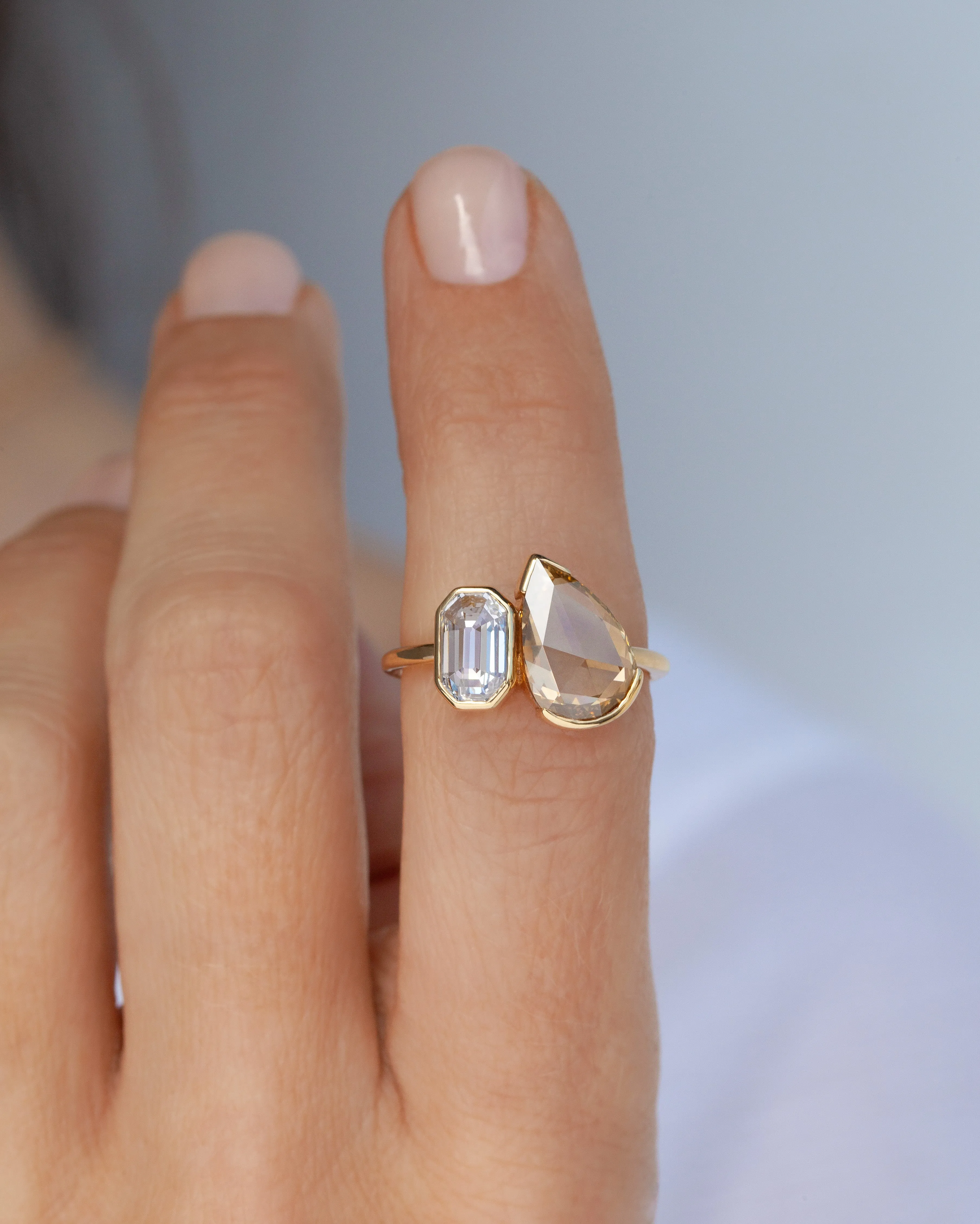 Rose Cut Diamond Toi et Moi Ring (Ready to Ship)