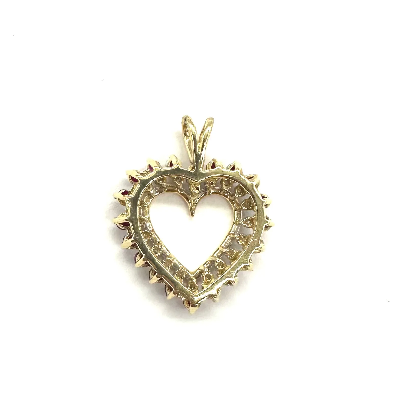 Ruby & Diamond Accent Heart Outline Pendant