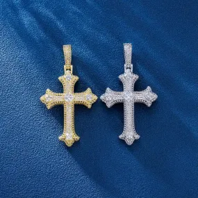 S925 Moissanite Clustered Cross Pendant