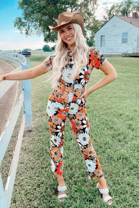 Show Me Your Mumu Cropped Everhart Jumpsuit - Hutton Floral Corduroy