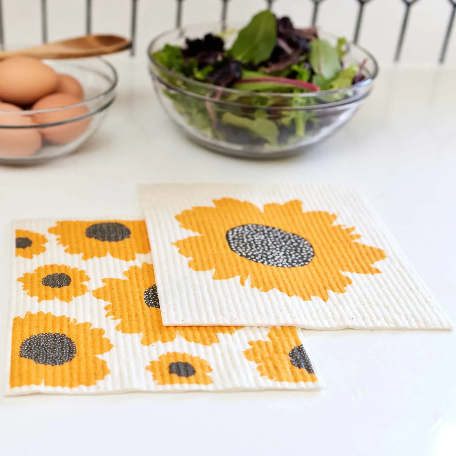 Sunflowers Eco-Friendly blu Sponge Cloth  - Set of 2