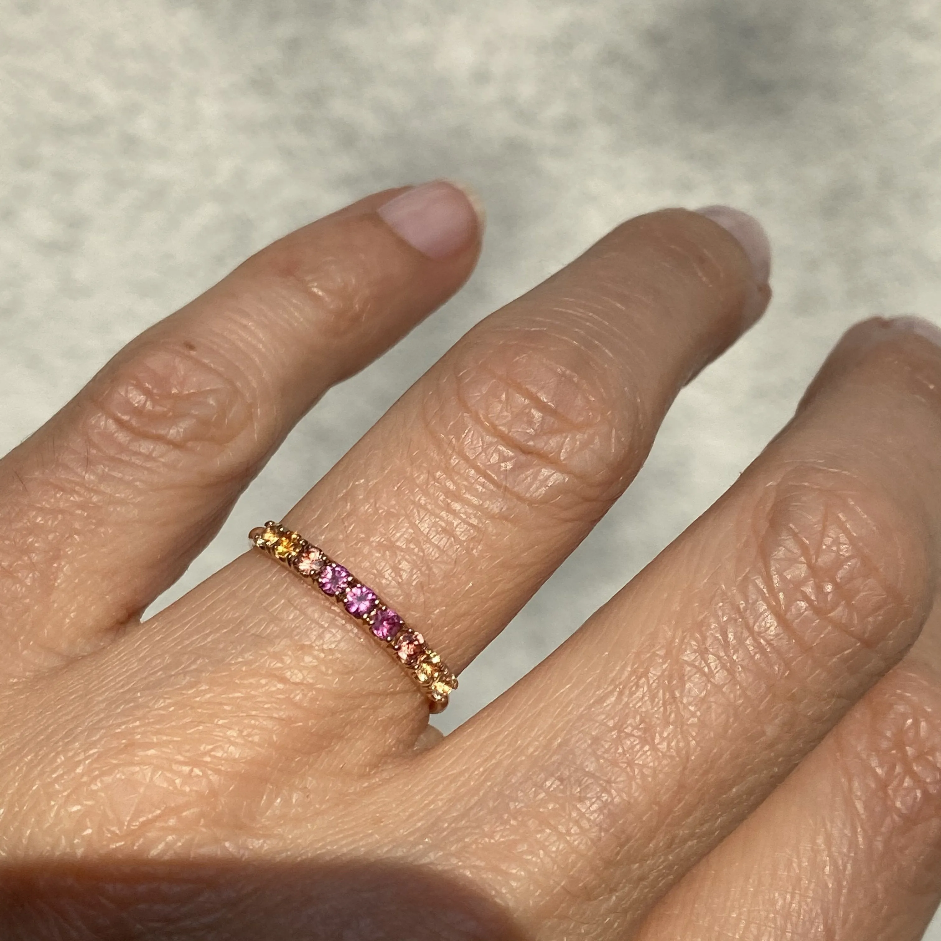 Sunset Double Linea Ombré Sapphire Bar Ring