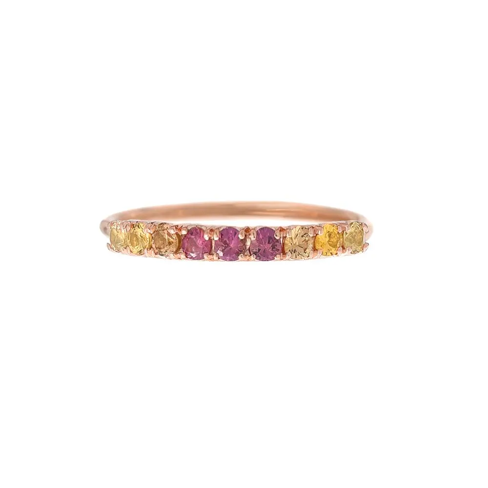 Sunset Double Linea Ombré Sapphire Bar Ring