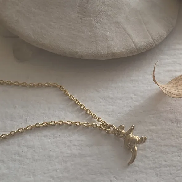 T-Rex Charm Necklace - Gold