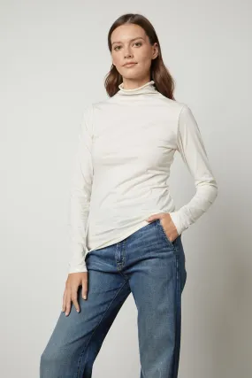 TALISIA GAUZY WHISPER FITTED MOCK NECK TEE