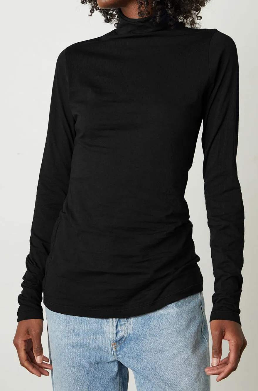 TALISIA GAUZY WHISPER FITTED MOCK NECK TEE